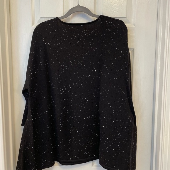 St John Black Sparkle Vneck Wool Sweater NEW WITHOUT TAGS. size L - Picture 2 of 12
